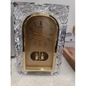 Seiko Quartz Table Clock Gold Accent Lucite Case‎ Desk Mantle Decor